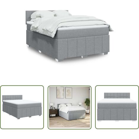 vidaXL Boxspringbett mit Matratze Hellgrau 140x190 cm Stoff