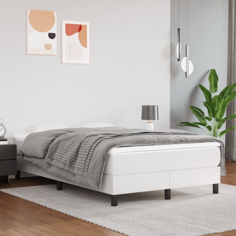 Boxspringbett Mit Matratze Weiß 120x200 Cm Kunstleder Vidaxl
