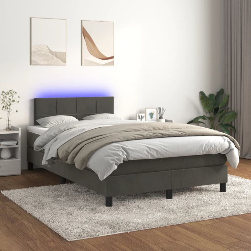 Boxspringbett Mit Matratze & Led Dunkelgrau 120x200 Cm Samt Vidaxl