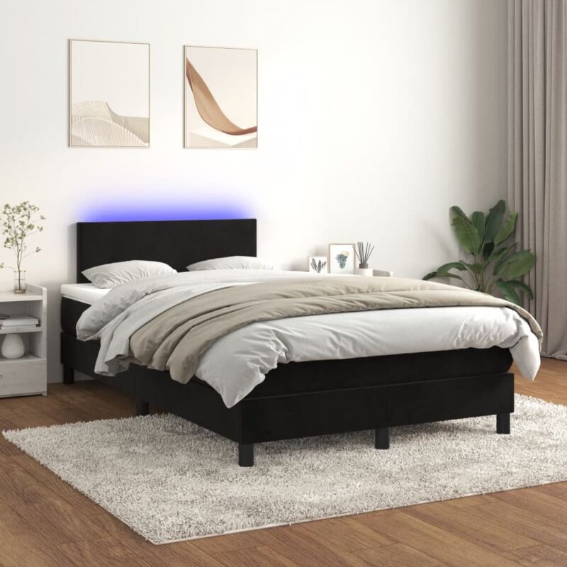 Boxspringbett Mit Matratze & Led Schwarz 120x200 Cm Samt Vidaxl