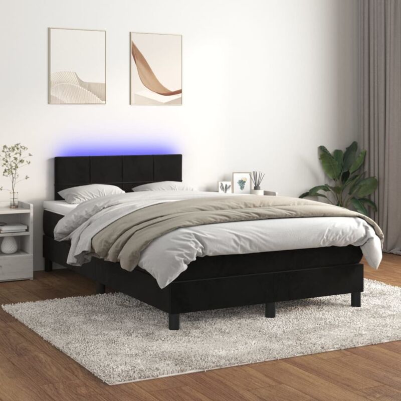 Boxspringbett，schlafzimmerbett Mit Matratze & Led Schwarz 120x200 Cm Samt Vidaxl41320