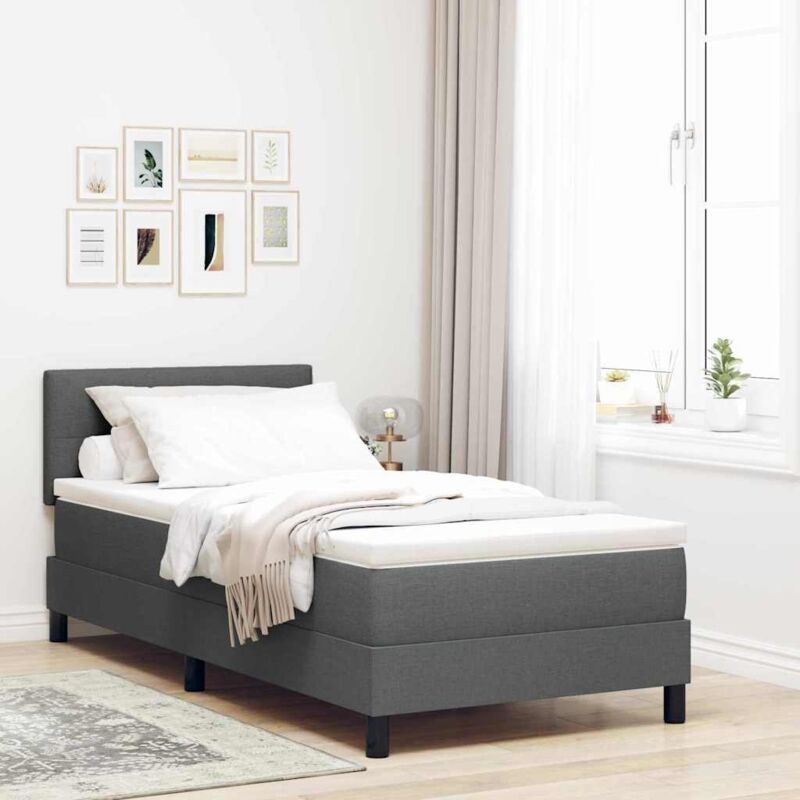 Boxspringbett Mit Matratze Dunkelgrau 90 X 200 Cm Stoff Vidaxl