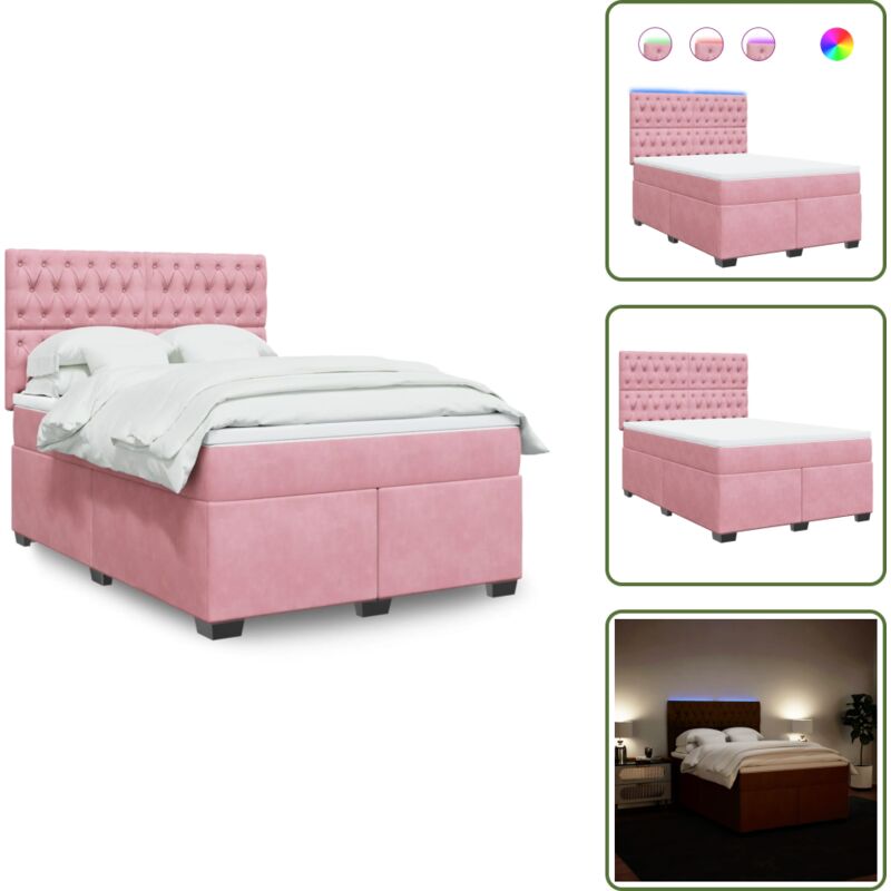 The Living Store - Vidaxl Boxspringbett Mit Matratze Rosa 140x200 Cm Samt