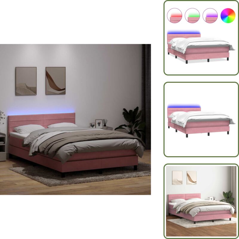 Vidaxl Boxspringbett Mit Matratze Rosa 140x210 Cm Samt
