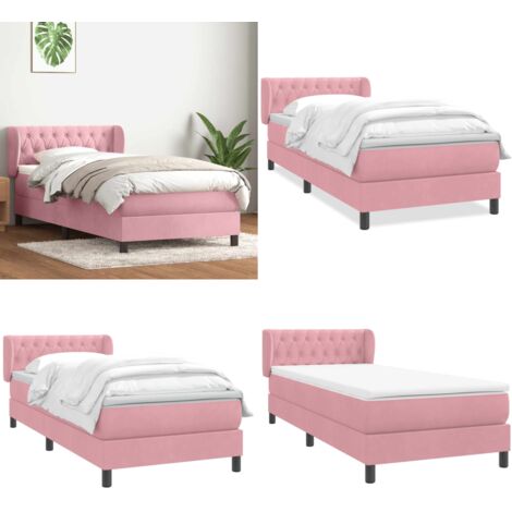 vidaXL Boxspringbett mit Matratze Rosa 80x220 cm Samt