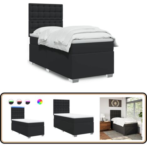 vidaXL Boxspringbett mit Matratze Schwarz 100x200 cm Kunstleder