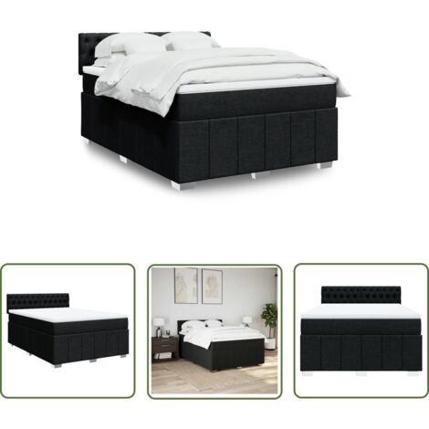 vidaXL Boxspringbett mit Matratze Schwarz 140x190 cm Stoff
