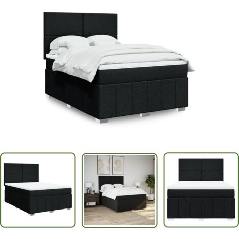 vidaXL Boxspringbett mit Matratze Schwarz 140x190 cm Stoff