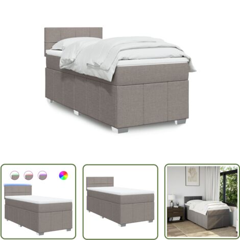 vidaXL Boxspringbett mit Matratze Taupe 100x200 cm Stoff