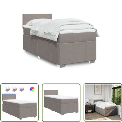 vidaXL Boxspringbett mit Matratze Taupe 100x200 cm Stoff
