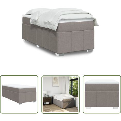vidaXL Boxspringbett mit Matratze Taupe 100x200 cm Stoff