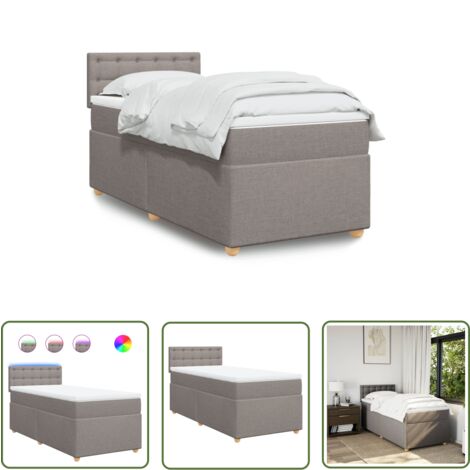 vidaXL Boxspringbett mit Matratze Taupe 100x200 cm Stoff