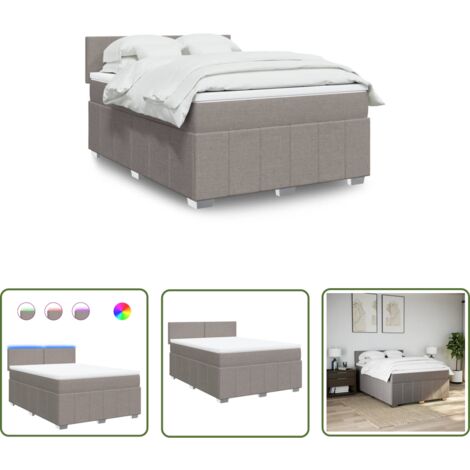 vidaXL Boxspringbett mit Matratze Taupe 160x200 cm Stoff