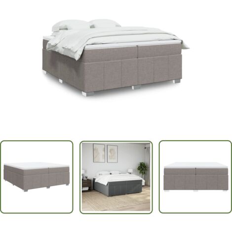 vidaXL Boxspringbett mit Matratze Taupe 200x200 cm Stoff