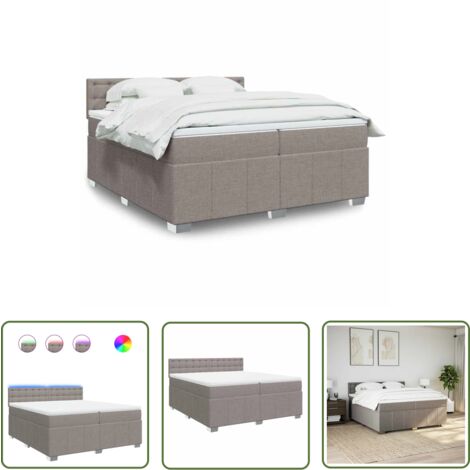 vidaXL Boxspringbett mit Matratze Taupe 200x200 cm Stoff