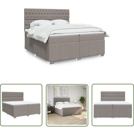 vidaXL Boxspringbett mit Matratze Taupe 200x200 cm Stoff
