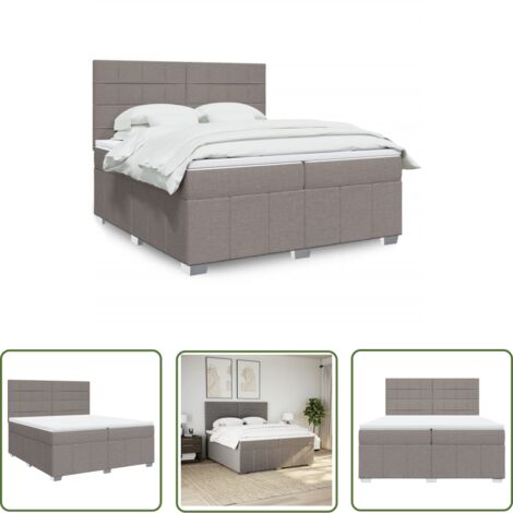 vidaXL Boxspringbett mit Matratze Taupe 200x200 cm Stoff