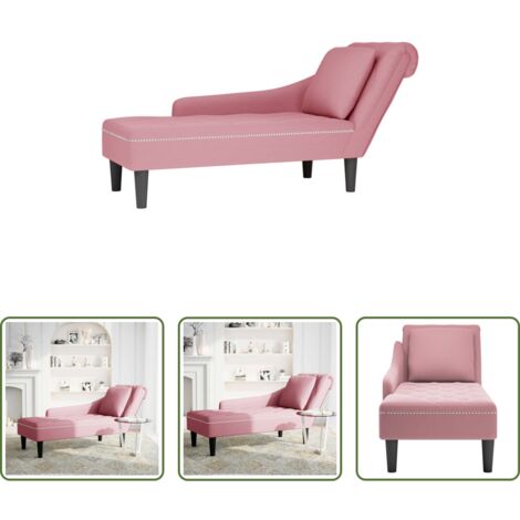 vidaXL Bracciolo -  Sdraio con Cuscino e Bracciolo Destro in Velluto Rosa
