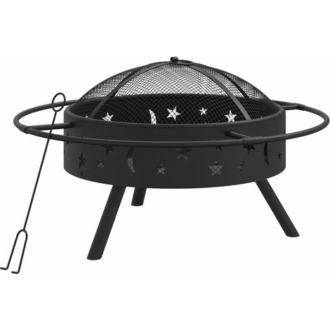vidaXL Braciere con Attizzatoio 70 cm XXL in Acciaio