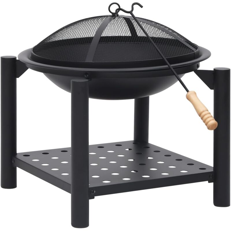 

vidaXL Brasero con atizador acero 54x54x55 cm - Negro
