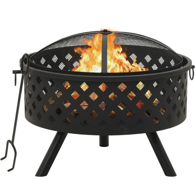 

vidaXL Brasero con atizador acero XXL 68 cm - Negro