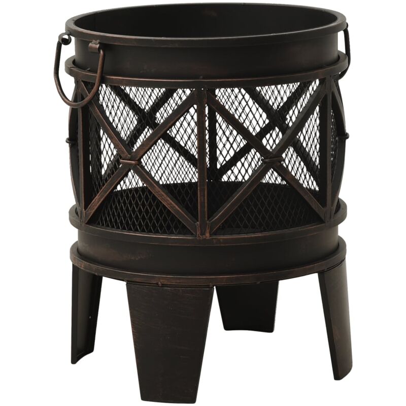 

vidaXL Brasero rústico con atizador acero Φ42x54 cm - Negro