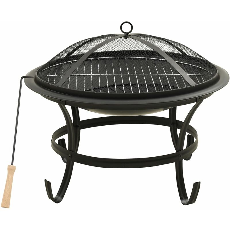 

vidaXL Brasero y barbacoa 2 en 1 con atizador acero 56x56x49 cm - Negro