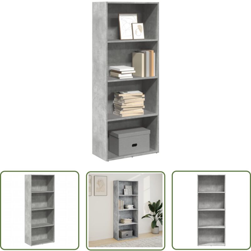 The Living Store - Vidaxl Bücherregal Betongrau 60x30x152 Cm Holzwerkstoff