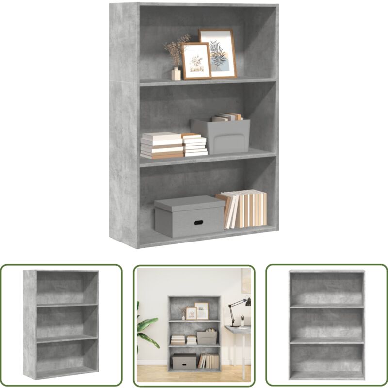 The Living Store - Vidaxl Bücherregal Betongrau 80x30x114 Cm Holzwerkstoff