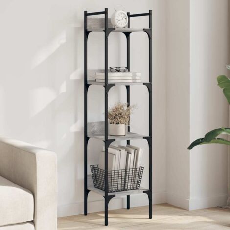 vidaXL Bücherregal 4 Ebenen Sonoma Grau 35x30x138,5 cm
