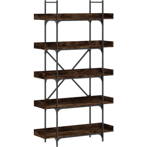 vidaXL Bücherregal 5 Etagen Rauch-Eiche 100x33x180,5 cm