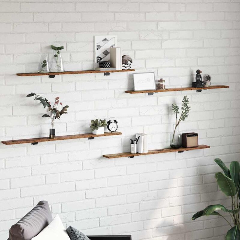 Regalbrett 4 Pcs Braun 100 X 10 X 1.5 Cm Holzwerkstoff Vidaxl
