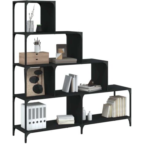 vidaXL Bücherregal mit 4 Ebenen schwarz 139x33,5x149 cm Holz