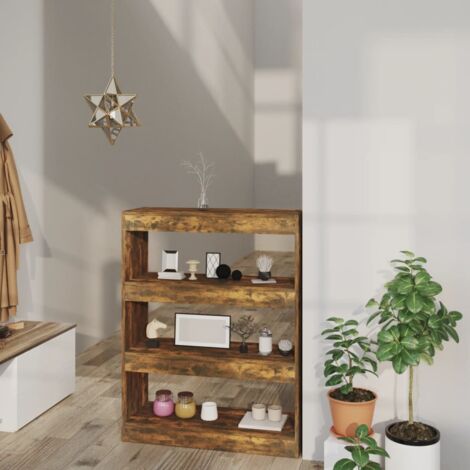 vidaXL Bücherregal Raumteiler Eiche Rauch Holz