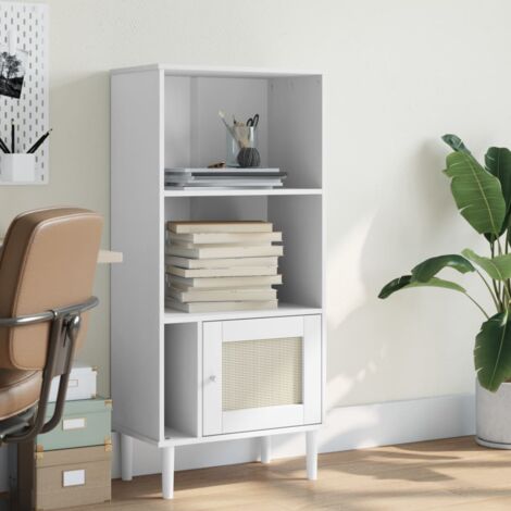 vidaXL Bücherregal SENJA weiß Rattan-Optik Massivholz