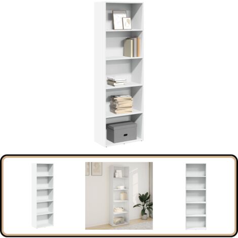 vidaXL Bücherregal Weiß 60x30x189 cm Holzwerkstoff