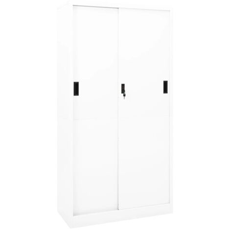 vidaXL Büroschrank mit Schiebetür Weiß 90x40x180 cm Stahl