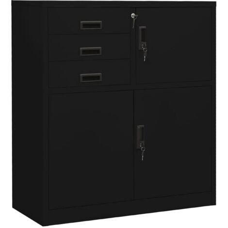 vidaXL Büroschrank Schwarz 90x40x102 cm Stahl