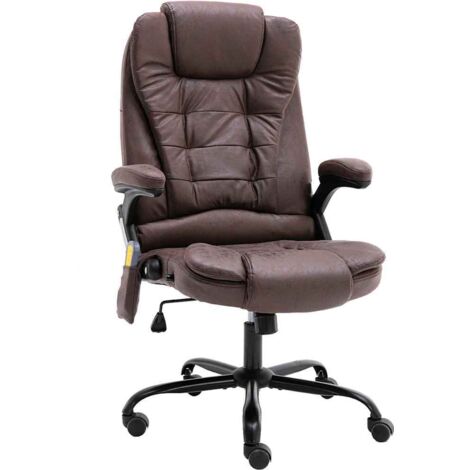 vidaXL Bürostuhl mit Massagefunktion Dunkelbraun Wildleder-Optik