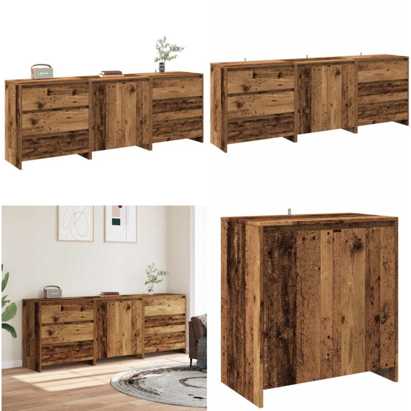Vidaxl - Buffet 3 pcs vieux bois bois d'ingénierie