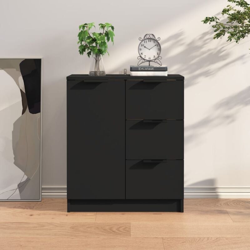 Vidaxl - Buffet noir 60x30x70 cm bois d'ingénierie