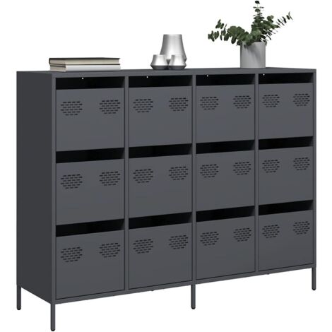 vidaXL Buffet anthracite 135x39x103,5 cm acier laminé à froid