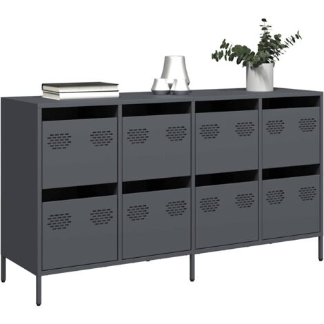 Vidaxl – Buffet anthracite 135x39x73,5 cm – Acier laminé à froid – Grand espace de rangement avec tiroirs – Facile à entretenir