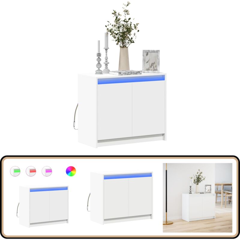 Vidaxl - Buffet avec led blanc 72x34x61 cm bois d'ingénierie