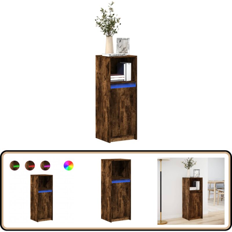 Vidaxl - Buffet avec led chêne fumé 38x34x100 cm bois d'ingénierie