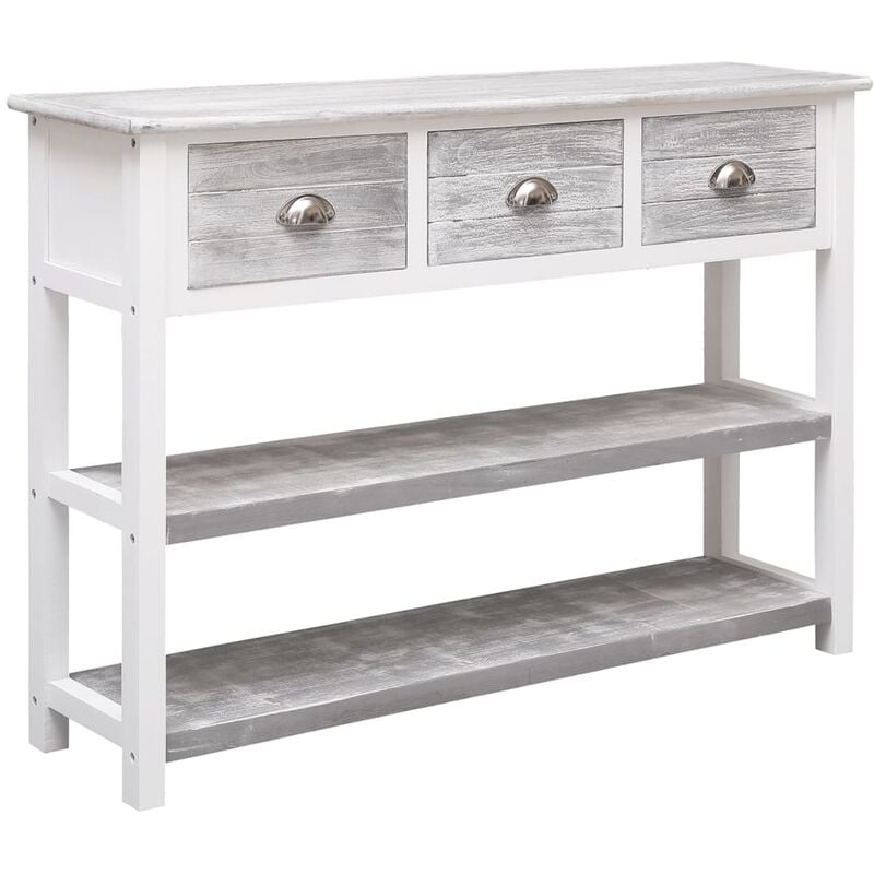 Vidaxl - Buffet Gris antique 108x30x76 cm Bois de Paulownia massif