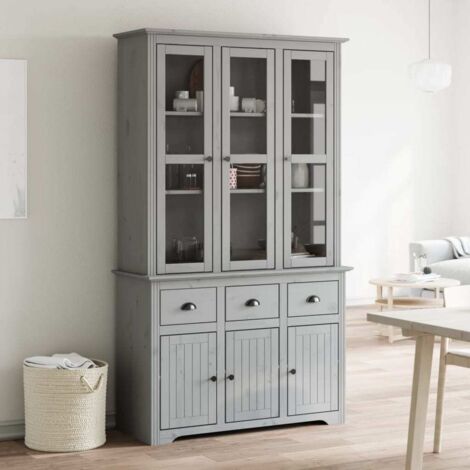 vidaXL Buffet BODO grau 115,5x43x200,5 cm aus massivem Kiefernholz