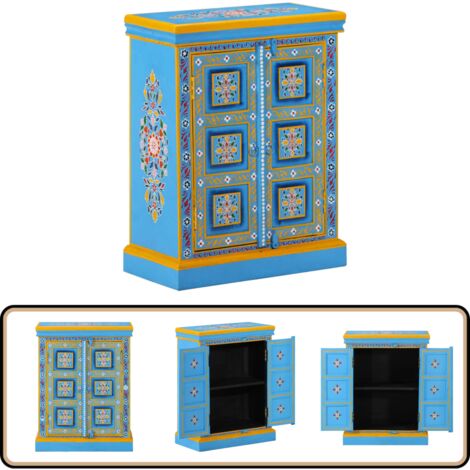 vidaXL Buffet Bois massif de manguier Peinture manuelle turquoise