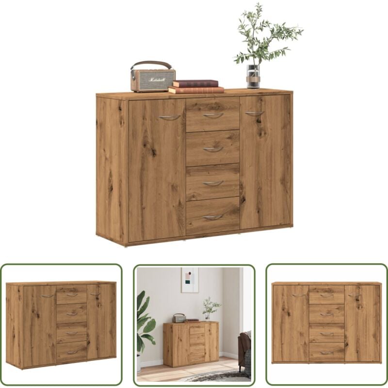 The Living Store - vidaXL Buffet chêne artisanal 88x30x64 cm bois d'ingénierie