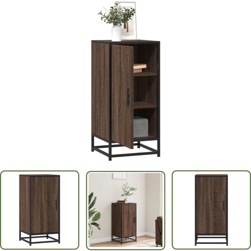 vidaXL Buffet chêne marron 35,5x35x76 cm bois d'ingénierie et métal